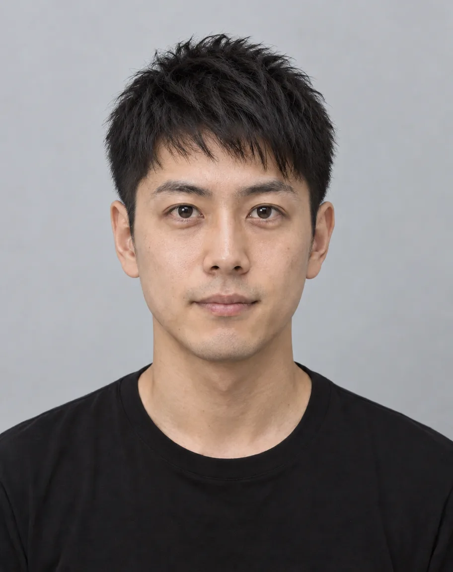 クロップヘアにした、AIで作成した成人モデルのサンプル